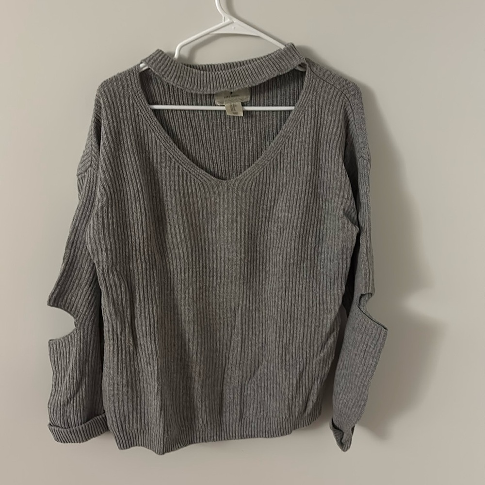 Grey cut out sweater